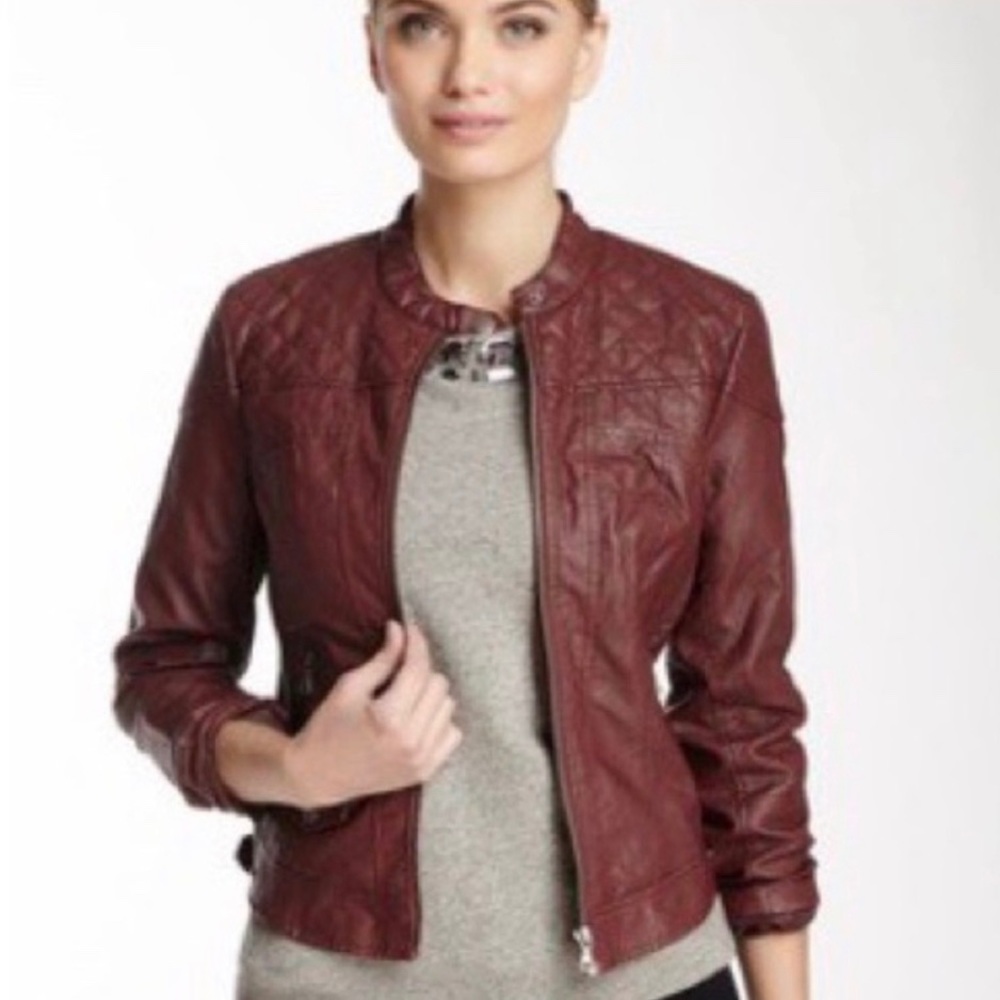 Collection B Quilted Faux Leather Moto Jacket S